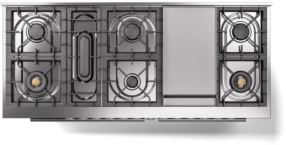 Professional Plus II 60 Inch Dual Fuel Natural Gas Freestanding Range in Stainless Steel with Trim