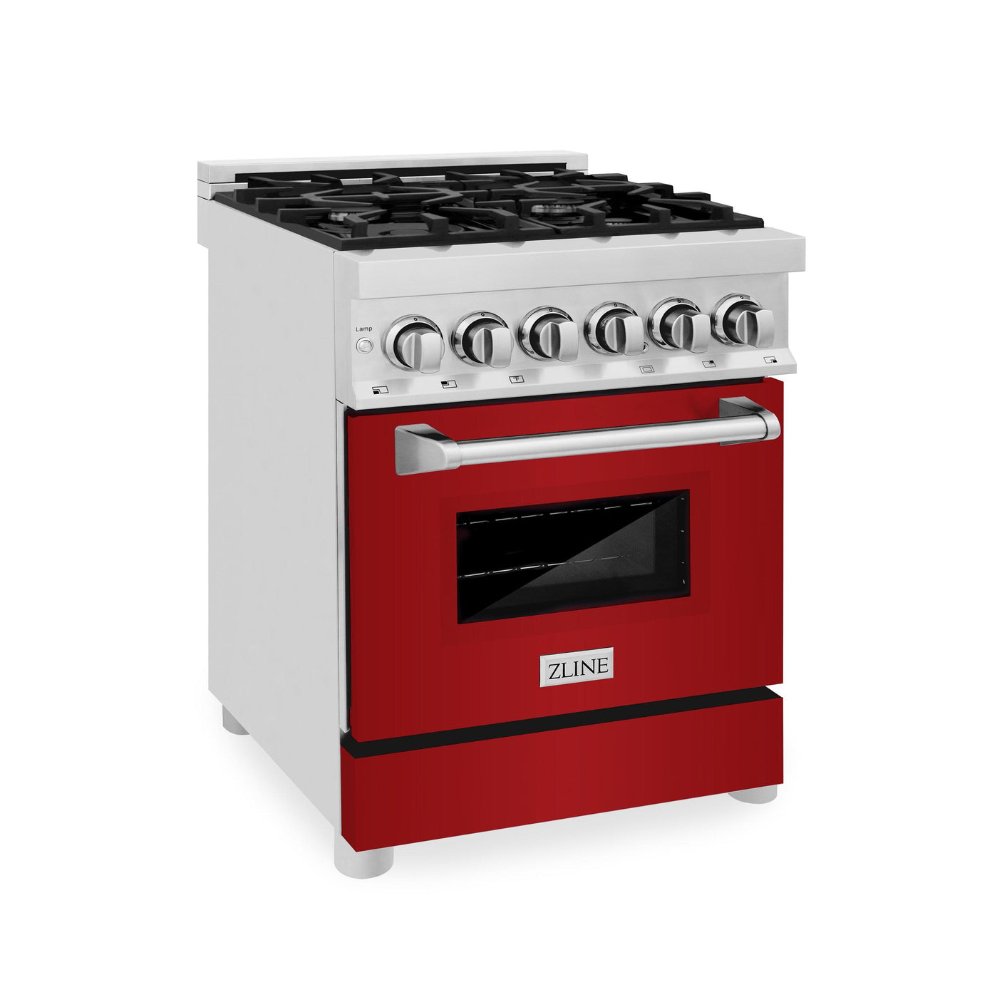 ZLINE 24 in. Professional Dual Fuel Range with Color Door Options (RA24) [Color: Red Gloss]