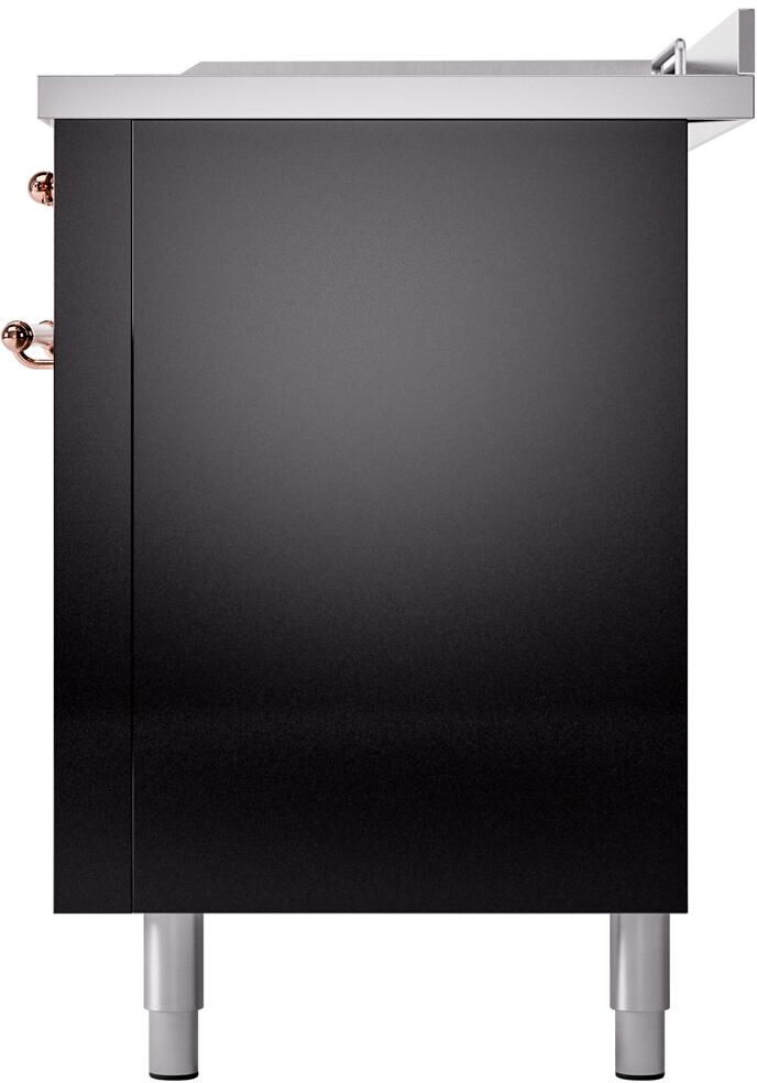 Nostalgie II 60 Inch Dual Fuel Liquid Propane Freestanding Range in Glossy Black with Copper Trim