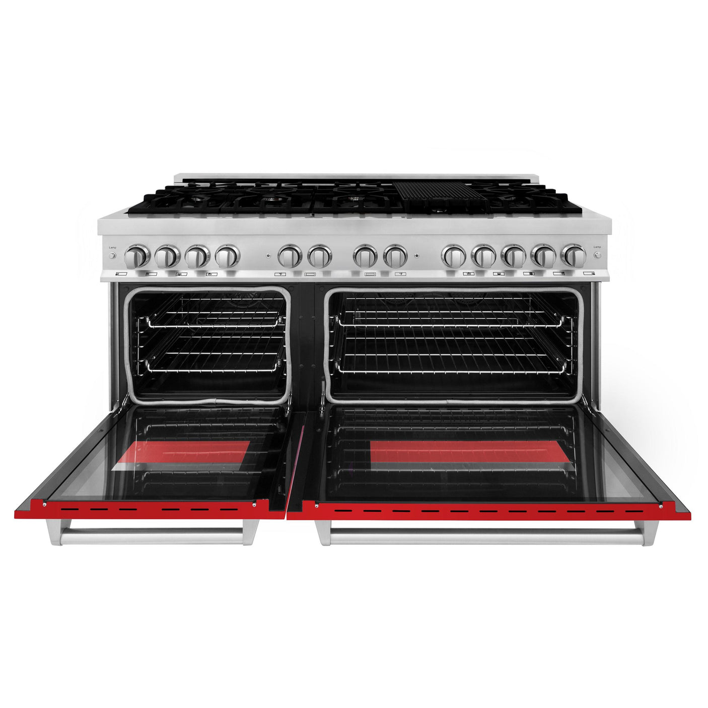 ZLINE 60 in. 7.4 cu. ft. Dual Fuel Range with Gas Stove and Electric Oven in Stainless Steel with Color Options (RA60) [Color: Red Matte]