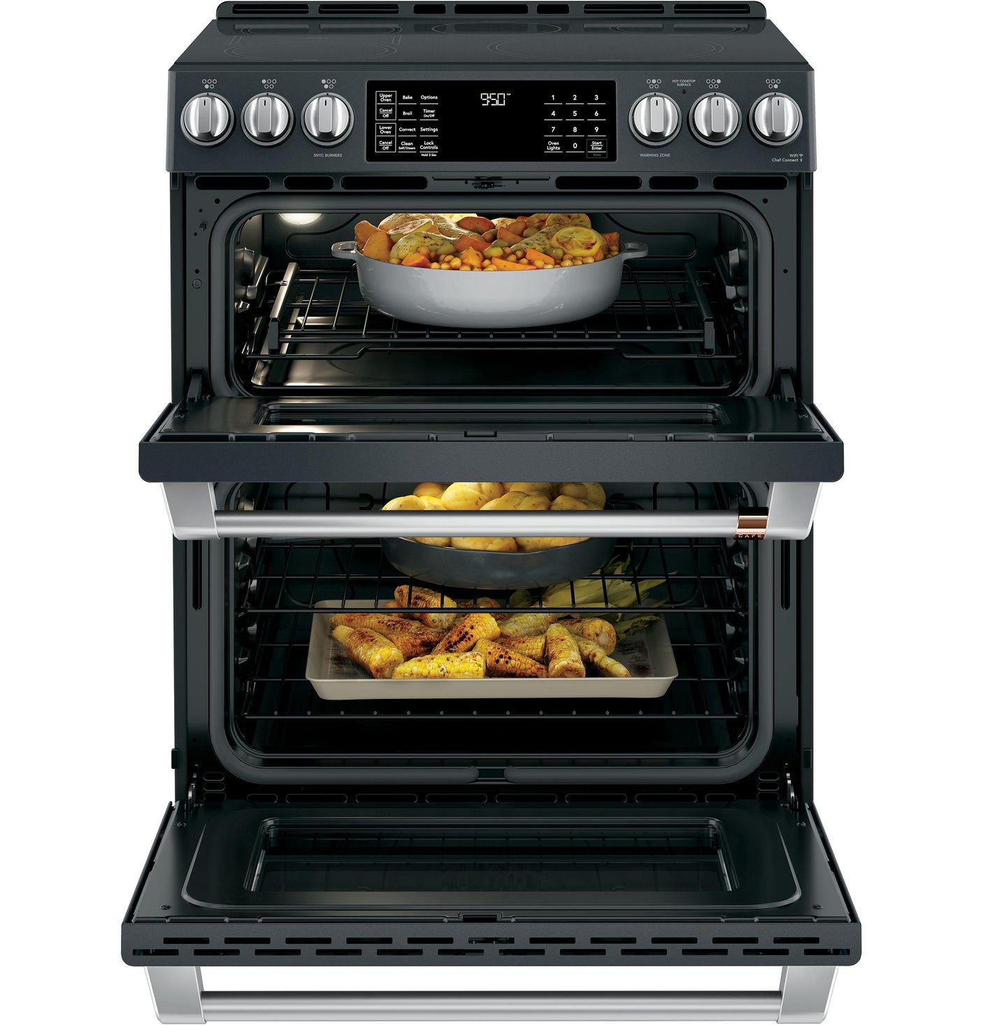 Café™ 30" Smart Slide-In, Front-Control, Induction and Convection Double-Oven Range