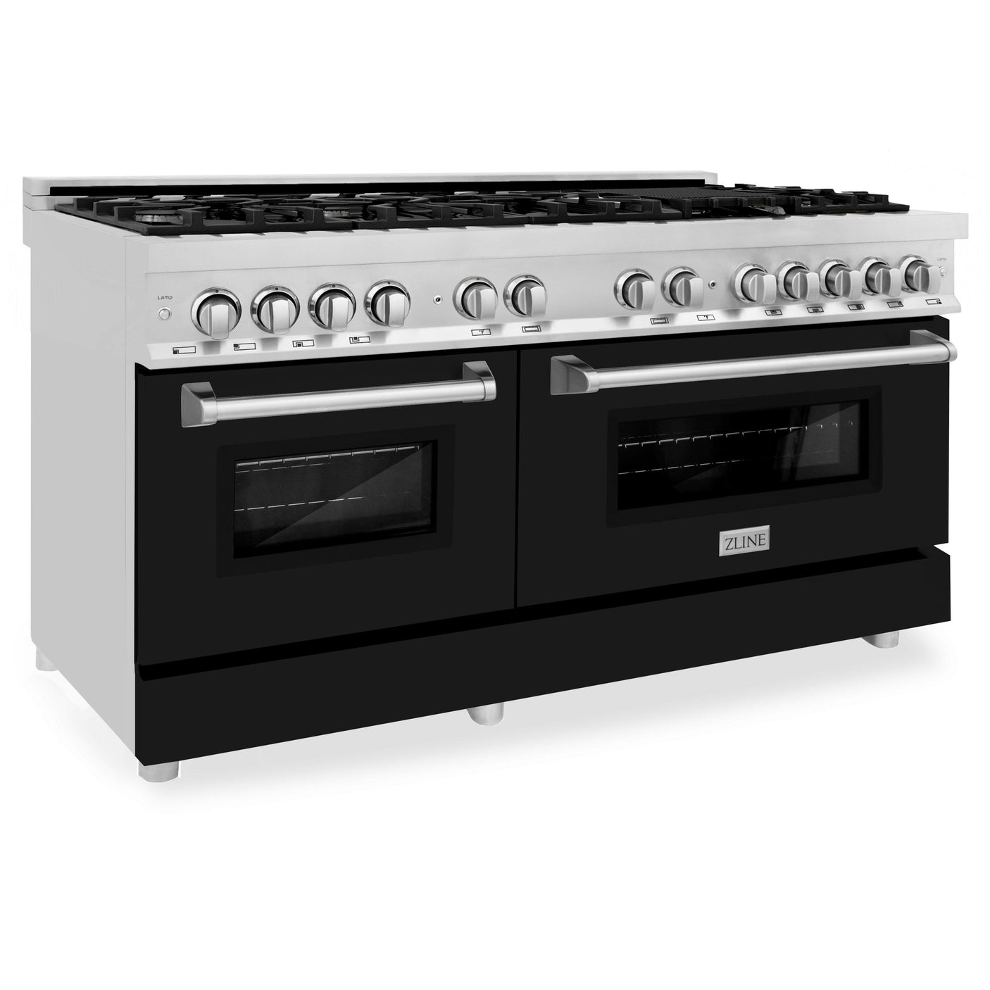 ZLINE 60 in. 7.4 cu. ft. Dual Fuel Range with Gas Stove and Electric Oven in Stainless Steel with Color Options (RA60) [Color: Black Matte]