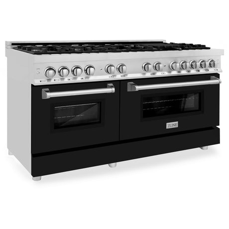 ZLINE 60 in. 7.4 cu. ft. Dual Fuel Range with Gas Stove and Electric Oven in Stainless Steel with Color Options (RA60) [Color: Black Matte]