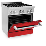 ZLINE 30 in. Dual Fuel Range with Gas Stove and Electric Oven in Stainless Steel (RA30) [Color: Red Matte]