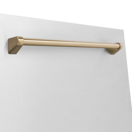 ZLINE 24 in. Autograph Edition Tallac Dishwasher Panel with Champagne Bronze Handle and Color Options (DPVZ-24-CB) [Color: Stainless Steel with Gold Handle]