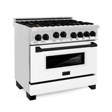 ZLINE Autograph Edition 36" 4.6 cu. ft. Range with Gas Stove and Gas Oven in Stainless Steel with White Matte Door and Accents (RGZ-WM-36) [Color: Gold]