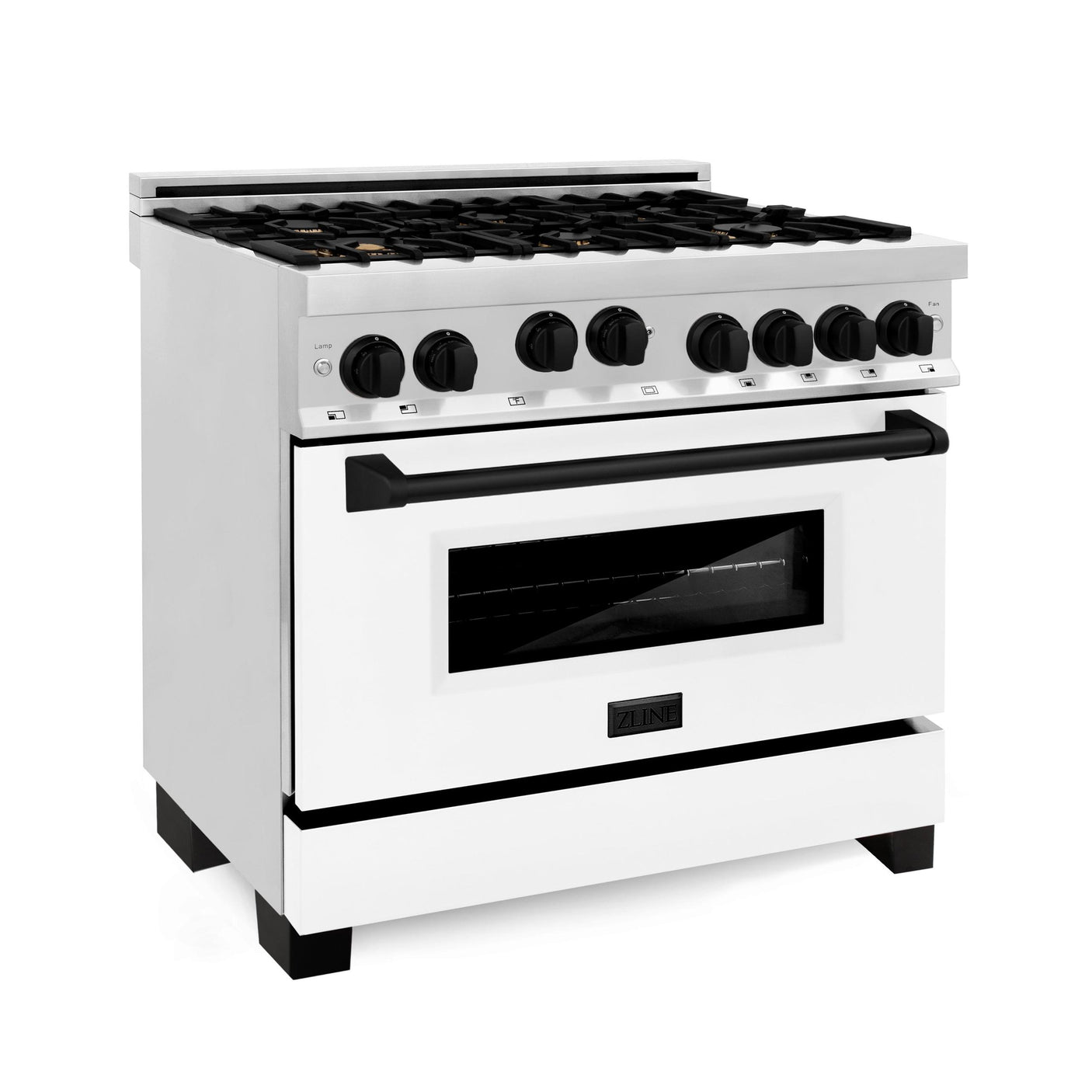 ZLINE Autograph Edition 36" 4.6 cu. ft. Range with Gas Stove and Gas Oven in Stainless Steel with White Matte Door and Accents (RGZ-WM-36) [Color: Matte Black]