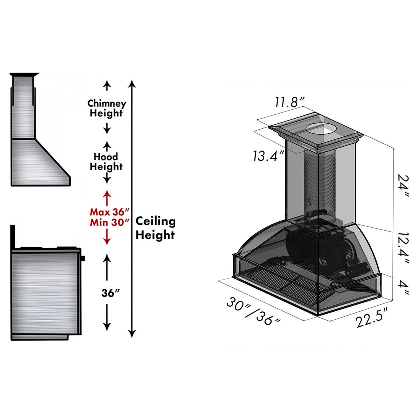 ZLINE 36" Wooden Wall Mount Range Hood in Antigua and Walnut - Includes Dual Remote Motor (369AW-RD-36) [Size: 36 Inch, CFM: 700]