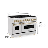 ZLINE Autograph Edition 48" 6.0 cu. ft. Dual Fuel Range with Gas Stove and Electric Oven in DuraSnow Stainless Steel (RASZ-SN-48) [Color: Gold]