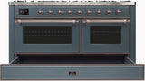 Majestic II 60 Inch Dual Fuel Liquid Propane Freestanding Range in Blue Grey with Bronze Trim