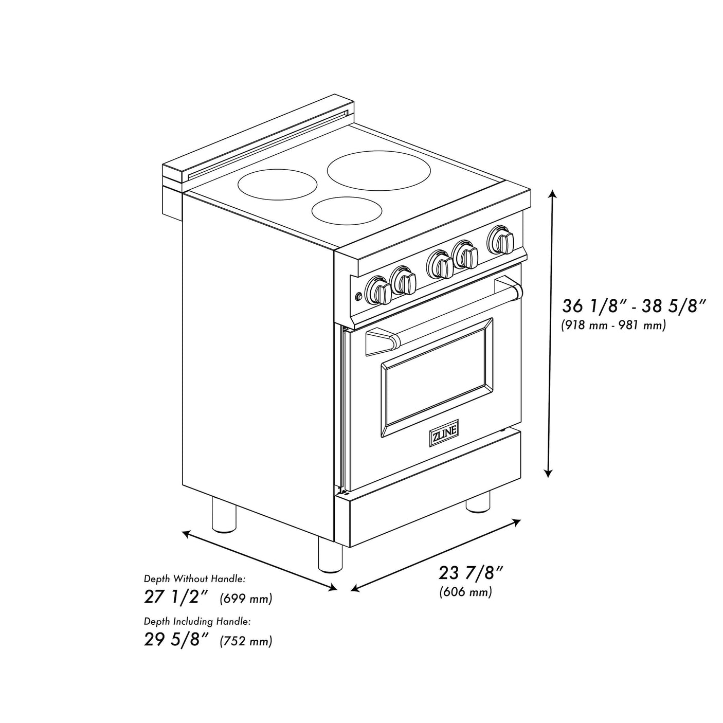 ZLINE 24" 2.8 cu. ft. Induction Range with a 4 Element Stove and Electric Oven in Stainless Steel (RAIND-24) [Color: Stainless Steel]