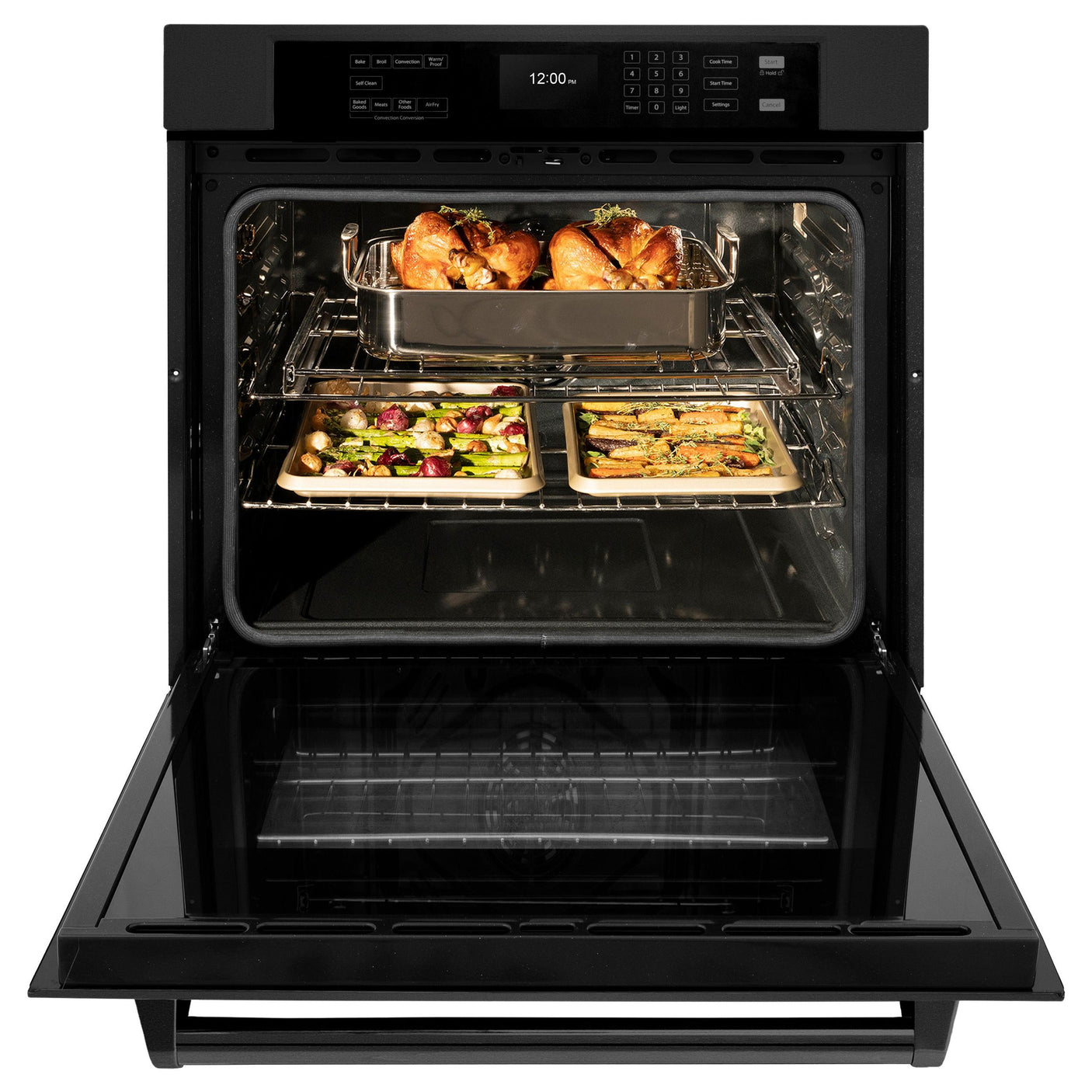 ZLINE 30 in. Professional True Convection Single Wall Oven with Air Fry and Self Clean in Black Stainless Steel (WASB-30)