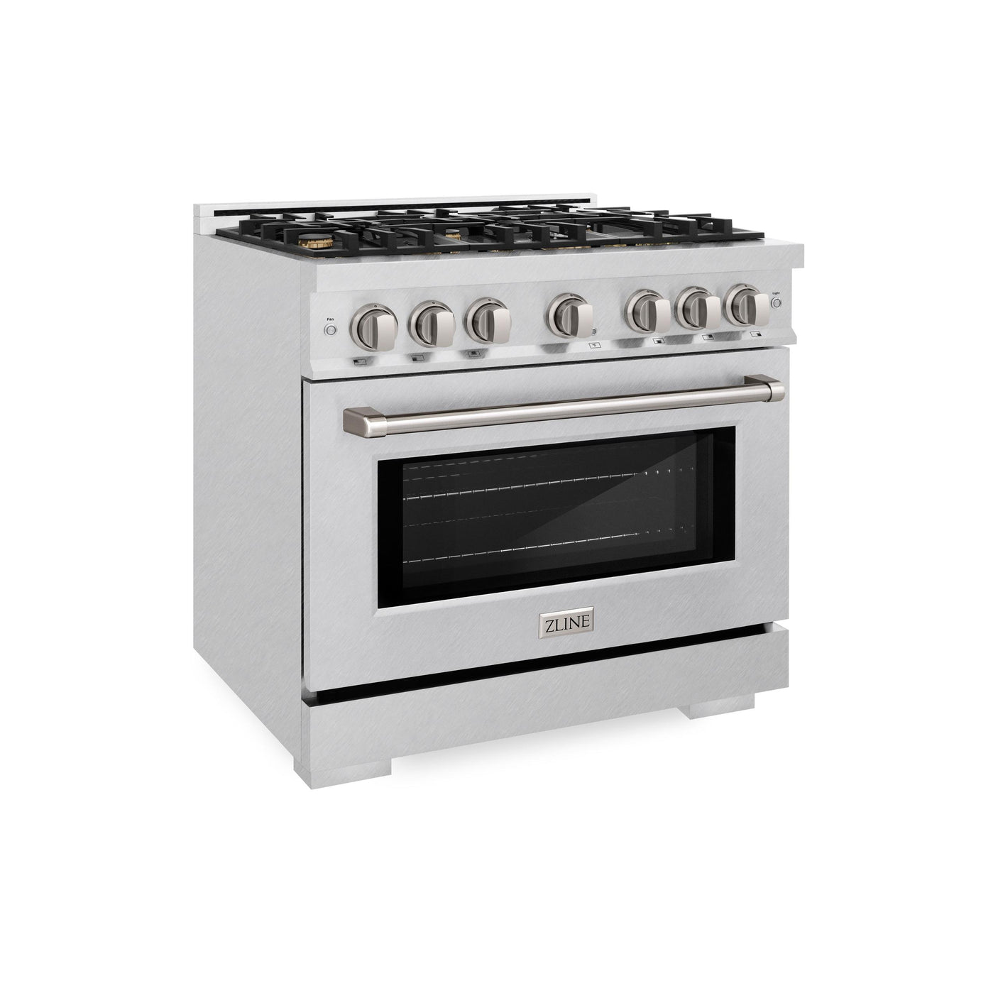 ZLINE 36 in. 5.2 cu. ft. Select Dual Fuel Range with Gas Cooktop and Electric Convection Oven in DuraSnow' Stainless Steel with 6 Brass Burners (HDRS-BR-36)