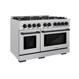 ZLINE Autograph Edition 48 in. 6.7 cu. ft. Select Double Oven Gas Range with 8 Burner Cooktop in Stainless Steel and Matte Black Accents (HGRZ-48-MB)