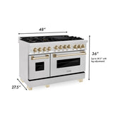 ZLINE Autograph Edition 48" 6.0 cu. ft. Range with Gas Stove and Gas Oven in DuraSnow Stainless Steel with Accents (RGSZ-SN-48) [Color: Champagne Bronze]