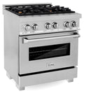 ZLINE 30 in. 4.0 cu. ft. Dual Fuel Range with Gas Stove and Electric Oven in All DuraSnow Stainless Steel with Color Door Options (RAS-SN-30) [Color: DuraSnow Stainless Steel with Brass Burners]