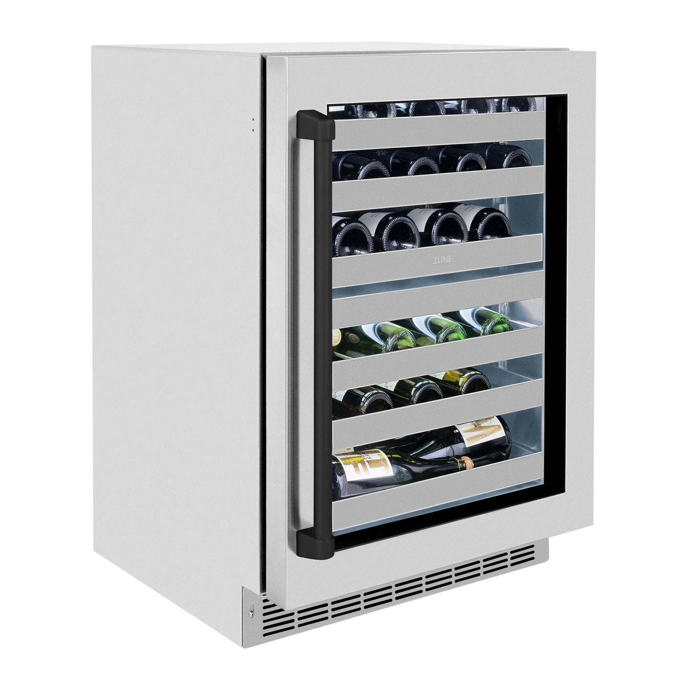 ZLINE 24 In. Touchstone Wine Cooler with Stainless Steel Glass Door and Matte Black Handle (RWDOZ-GS-24-MB)