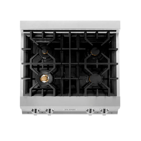 ZLINE 30 in. Porcelain Gas Stovetop with 4 Gas Burners (RT30) Available with Brass Burners [Color: Stainless Steel with Brass Burners]