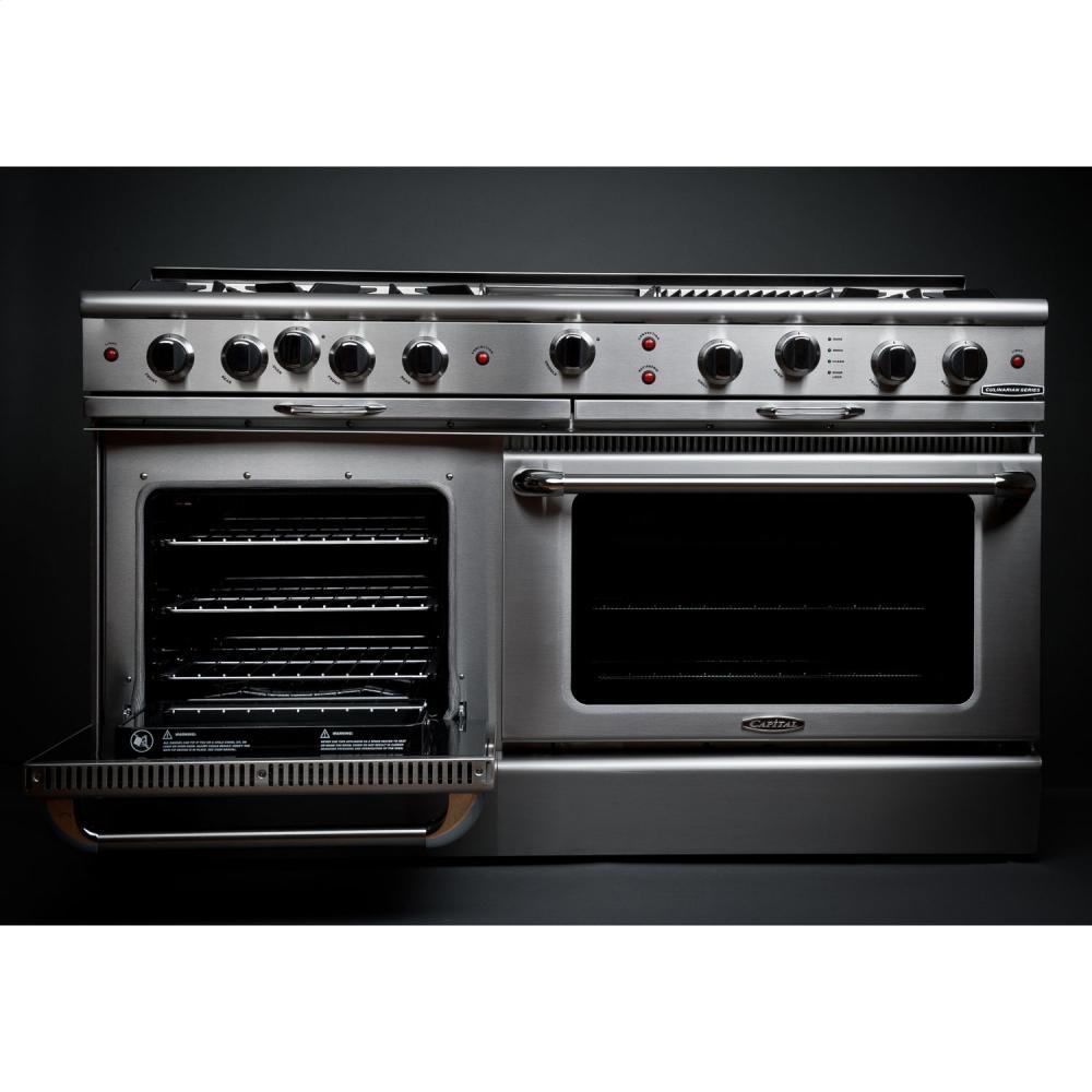 60" Gas Self Clean w/ Rotisserie, 6 Open Burners, 24" Thermo-Griddle