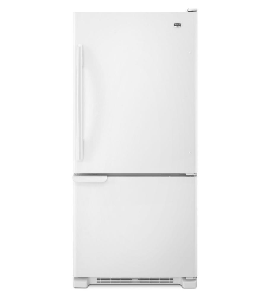 Bottom-Freezer Refrigerator with Spill-Catcher Shelves