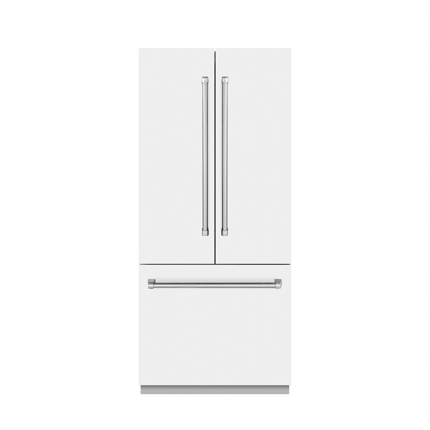 ZLINE 36 in. 19.6 cu. ft. French Door Built-In Bottom Freezer Refrigerator with Water Dispenser and Ice Maker in White Matte with Graphite Gray Interior (GRBIV-WM-36)