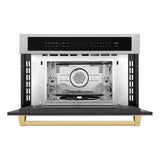 ZLINE 30" Autograph Microwave Oven in DuraSnow Stainless with Polished Gold Accents (MWOZ-30-SS-G)