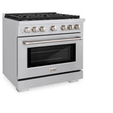 ZLINE 36 In. Freestanding Gas Range in Stainless Steel with Brass Burners (SGR-BR-36)