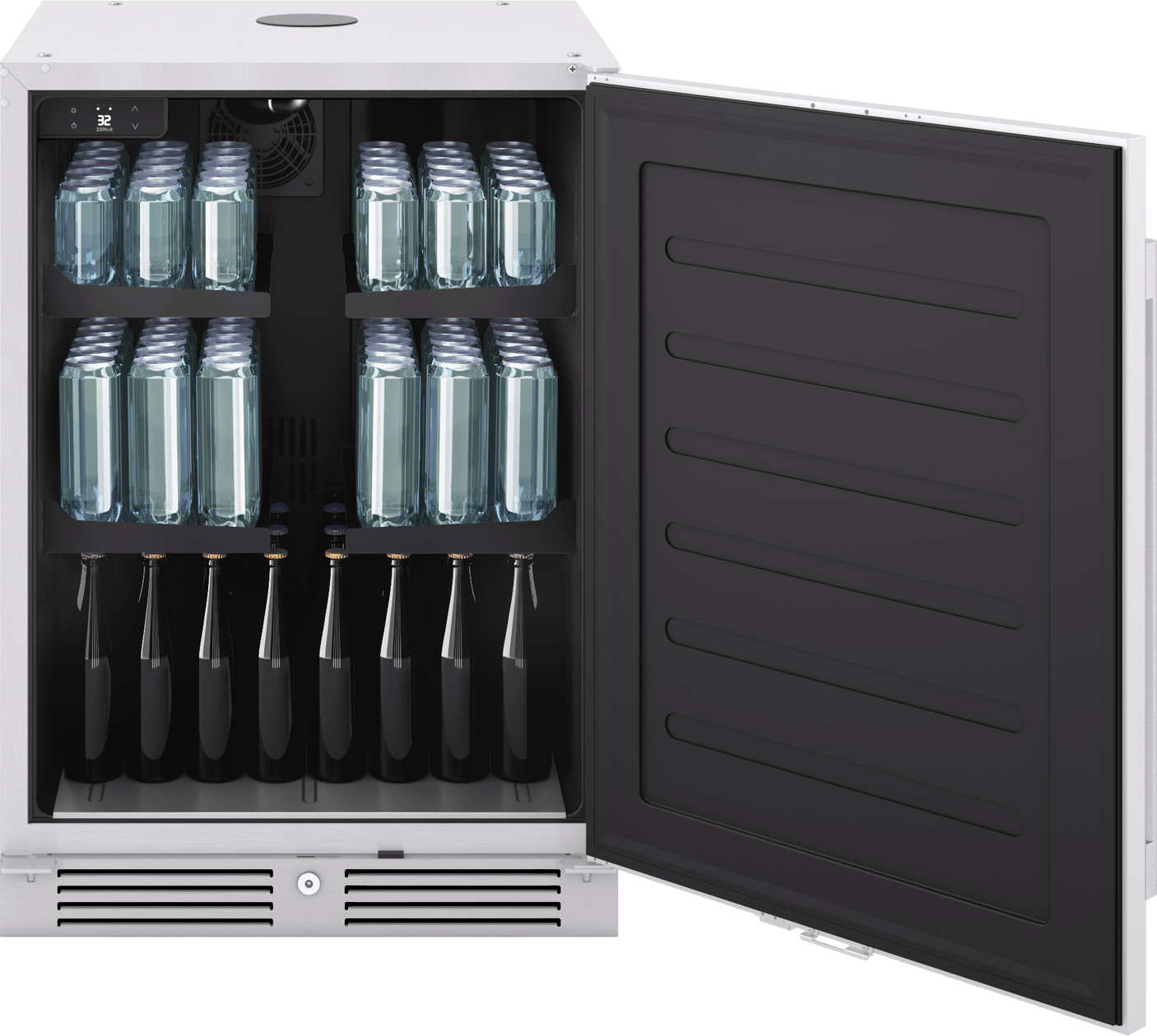 Presrv Outdoor Kegerator & Beverage Cooler, 24in Under Cabinet, SS+Glass, Reverse Door, 1 Zone