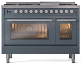 Professional Plus II 48 Inch Dual Fuel Natural Gas Freestanding Range in Blue Grey with Trim