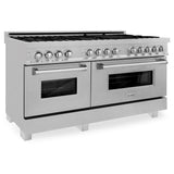 ZLINE 60 in. 7.4 cu. ft. Dual Fuel Range with Gas Stove and Electric Oven in DuraSnow Stainless Steel and Colored Door Options (RAS-60) [Color: DuraSnow Stainless Steel with Blue Gloss Door]