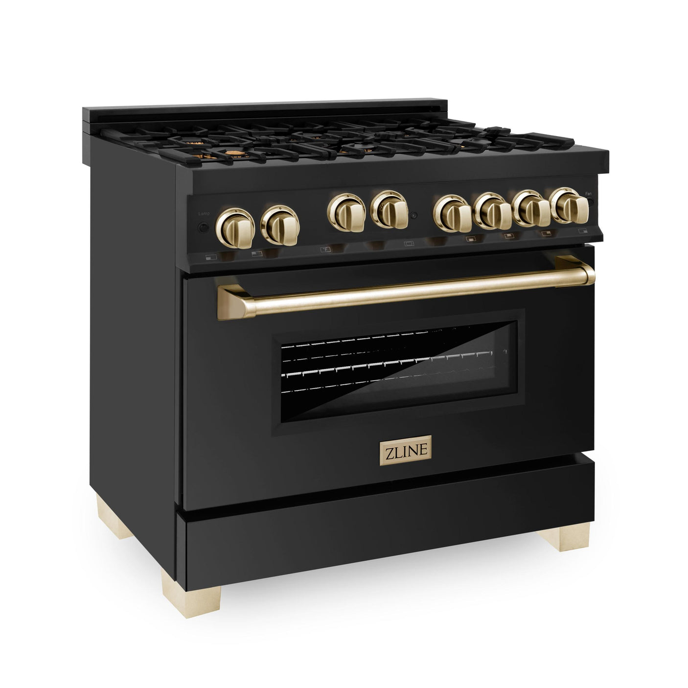 ZLINE Autograph Edition 36" 4.6 cu. ft. Range with Gas Stove and Gas Oven in Black Stainless Steel with Accents (RGBZ-36) [Size: Champagne Bronze]