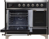 Majestic II 40 Inch Electric Freestanding Range in Glossy Black with Chrome Trim