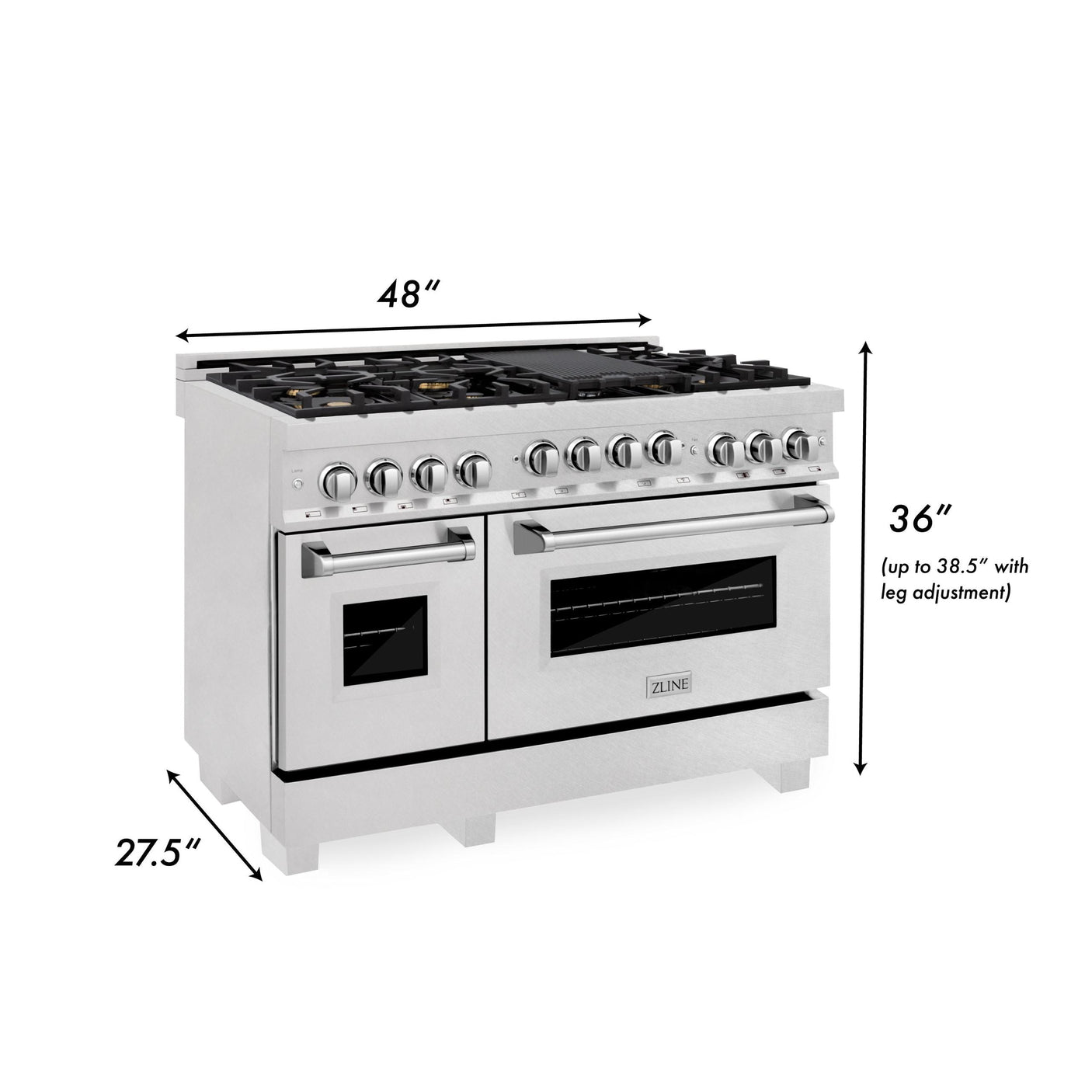 ZLINE 48" 6.0 cu. ft. Range with Gas Stove and Gas Oven in ZLINE DuraSnow Stainless Steel® (RGS-SN-48) [Color: Red Matte]