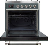 Majestic II 30 Inch Dual Fuel Liquid Propane Freestanding Range in Blue Grey with Chrome Trim