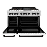 ZLINE Autograph Edition 48" 6.0 cu. ft. Dual Fuel Range with Gas Stove and Electric Oven in Stainless Steel with White Matte Door with Accents (RAZ-WM-48) [Color: Matte Black]