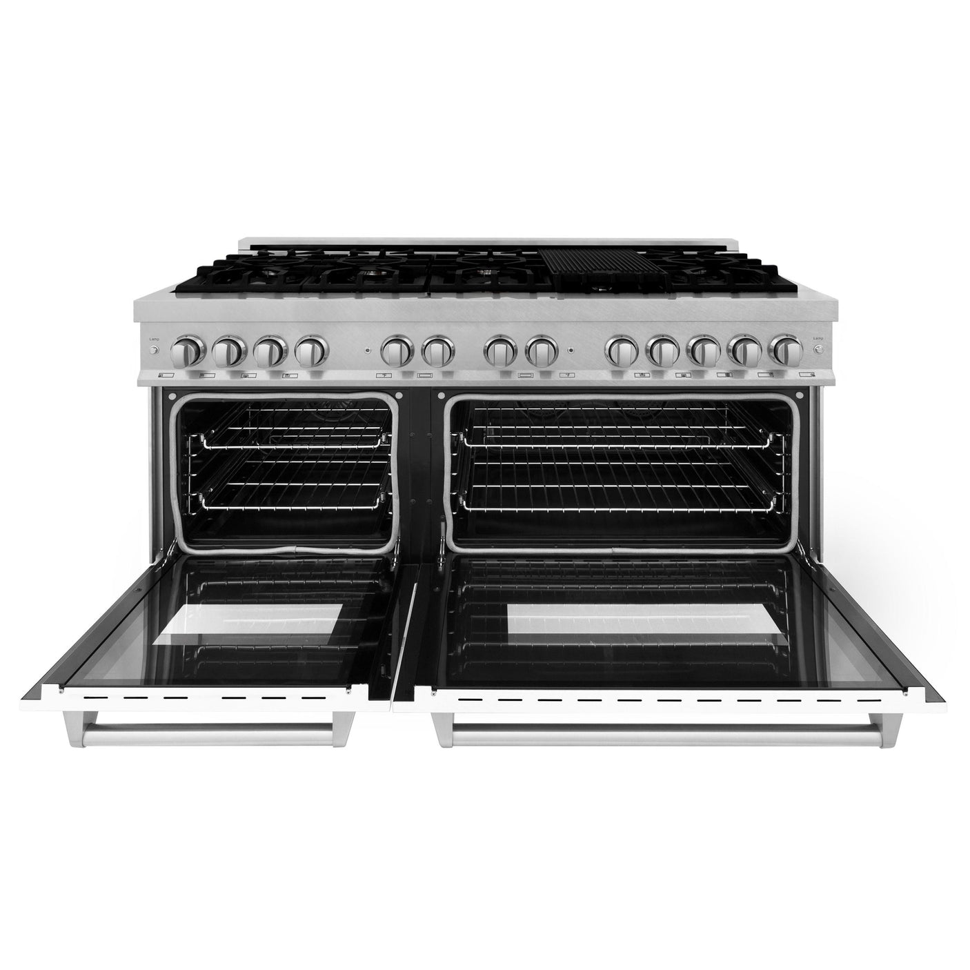 ZLINE 60 in. 7.4 cu. ft. Dual Fuel Range with Gas Stove and Electric Oven in DuraSnow Stainless Steel and Colored Door Options (RAS-60) [Color: DuraSnow Stainless Steel with Blue Matte Door]