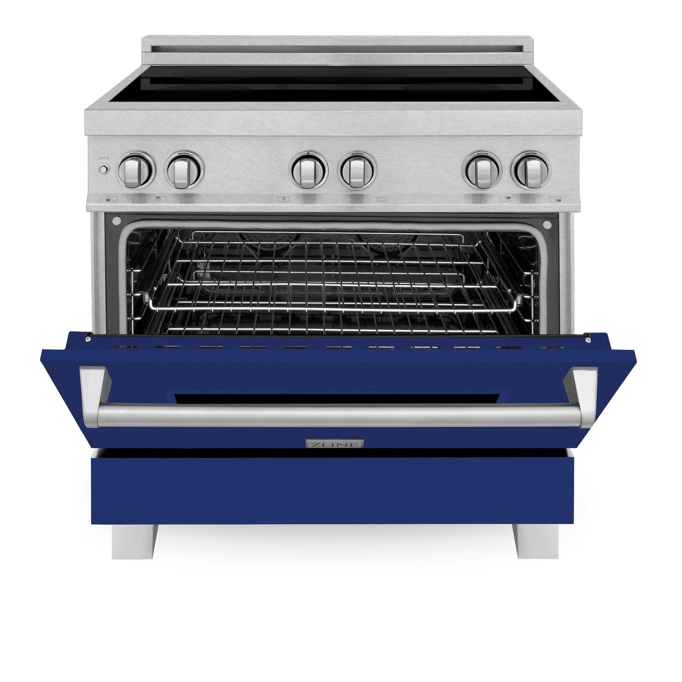 ZLINE 36" 4.6 cu. ft. Induction Range in DuraSnow with a 4 Element Stove and Electric Oven (RAINDS-36) [Color: Blue Gloss]