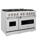 ZLINE 48 in. 6.7 cu. ft. Classic Double Oven Dual Fuel Range in DuraSnow' Stainless Steel with 8 Brass Burners (CDRS-BR-48)