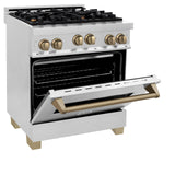 ZLINE Autograph Edition 30" 4.0 cu. ft. Range with Gas Stove and Gas Oven in Stainless Steel with Accents (RGZ-30) [Color: Champagne Bronze]