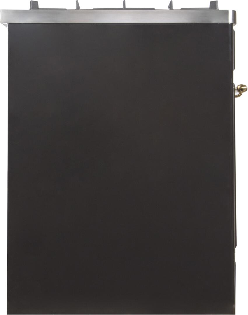 Majestic II 30 Inch Dual Fuel Natural Gas Freestanding Range in Glossy Black with Brass Trim