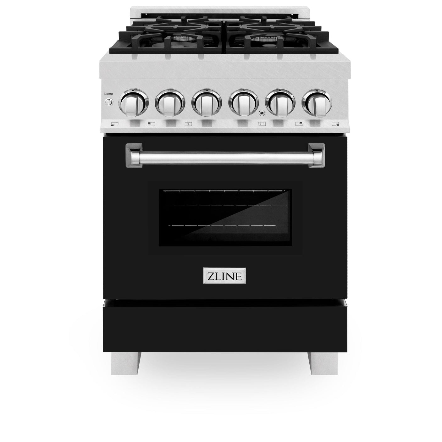 ZLINE 24 in. Professional Dual Fuel Range in DuraSnow Stainless Steel with Color Door Options (RAS-SN-24) [Color: Black Matte]