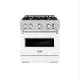 ZLINE 30 in. 4.2 cu. ft. Classic Dual Fuel Range with 4 Burner Gas Cooktop and Electric Convection Oven in Stainless Steel with White Matte Door (CDR-WM-30)