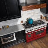 ZLINE 48 in. Dual Fuel Range with Gas Stove and Electric Oven in Stainless Steel (RA48) [Color: Red Matte]