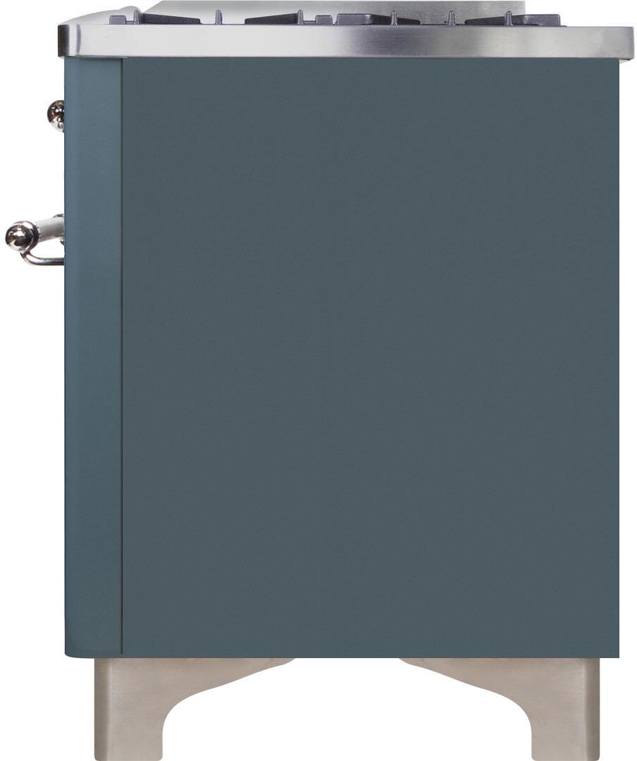 Majestic II 48 Inch Dual Fuel Liquid Propane Freestanding Range in Blue Grey with Chrome Trim