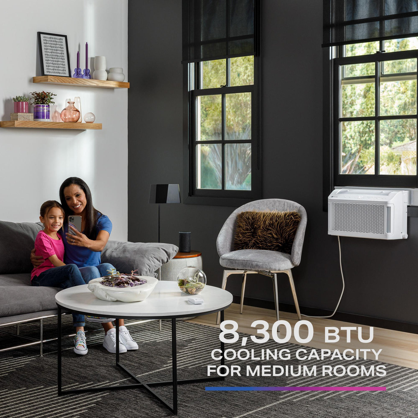 GE Profile ClearView™ 8,300 BTU Smart Ultra Quiet Window Air Conditioner for Medium Rooms up to 350 sq. ft.