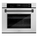 ZLINE 30 in. Autograph Edition Professional True Convection Single Wall Oven with Air Fry and Self Clean in DuraSnow' Stainless Steel with Matte Black Handle (WASSZ-30-MB)