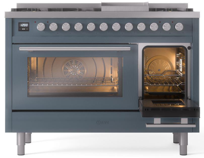 Professional Plus II 48 Inch Dual Fuel Natural Gas Freestanding Range in Blue Grey with Trim