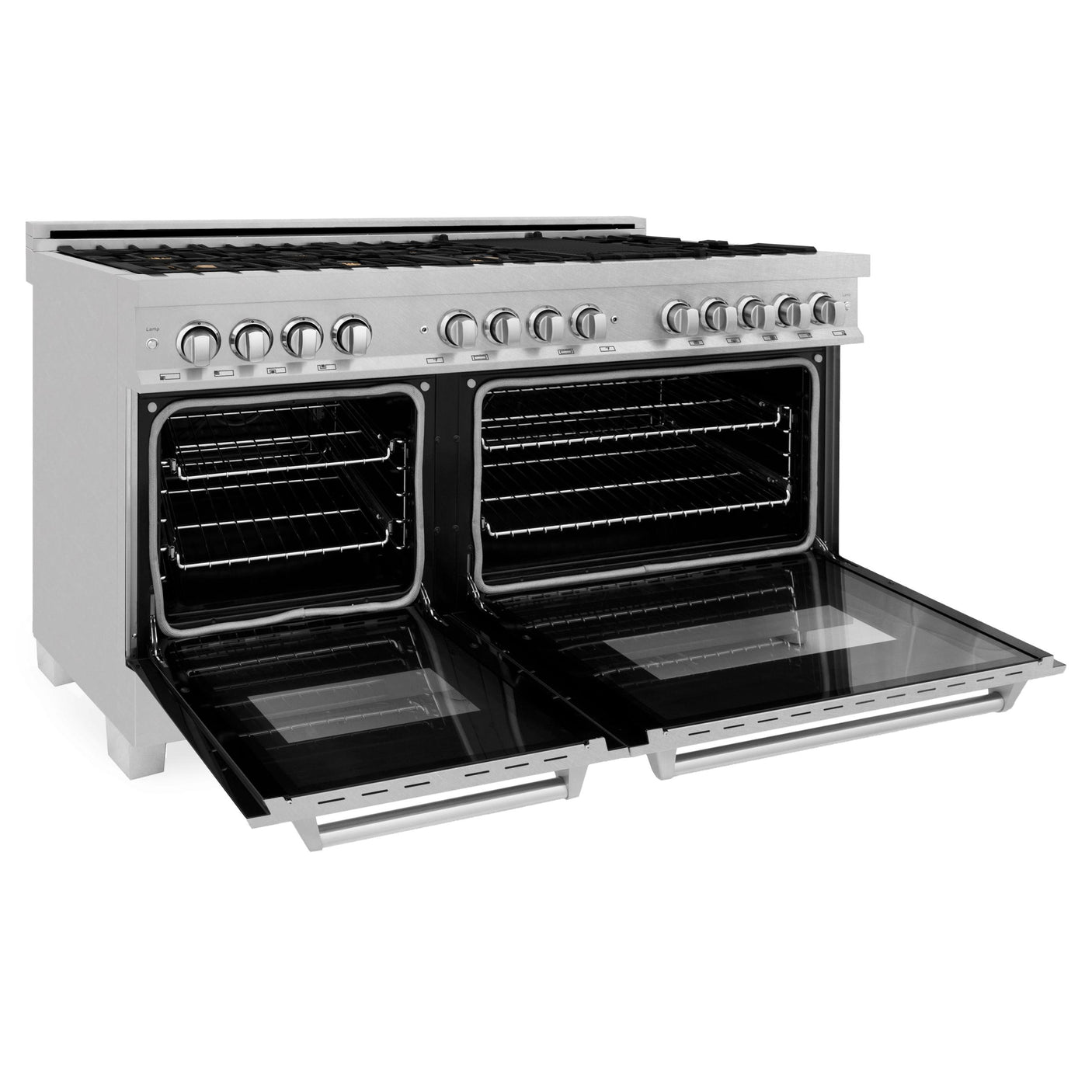 ZLINE 60 in. 7.4 cu. ft. Dual Fuel Range with Gas Stove and Electric Oven in DuraSnow Stainless Steel and Colored Door Options (RAS-60) [Color: DuraSnow Stainless Steel with Brass Burners]