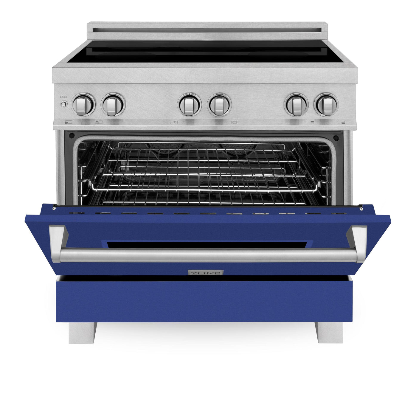 ZLINE 36" 4.6 cu. ft. Induction Range in DuraSnow with a 4 Element Stove and Electric Oven (RAINDS-36) [Color: Blue Gloss]