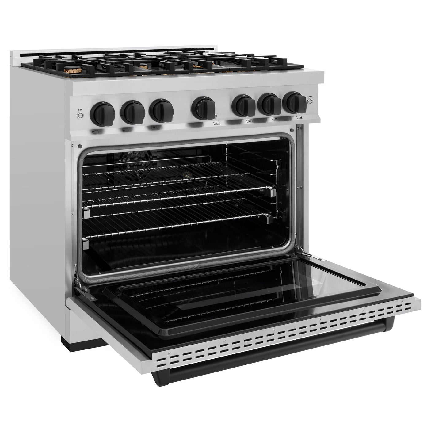 ZLINE Autograph Edition 36 in. 5.2 cu. ft. Classic Dual Fuel Range with 6 Burner Gas Cooktop and Electric Convection Oven in Stainless Steel with Matte Black Accents (CDRZ-36-MB)